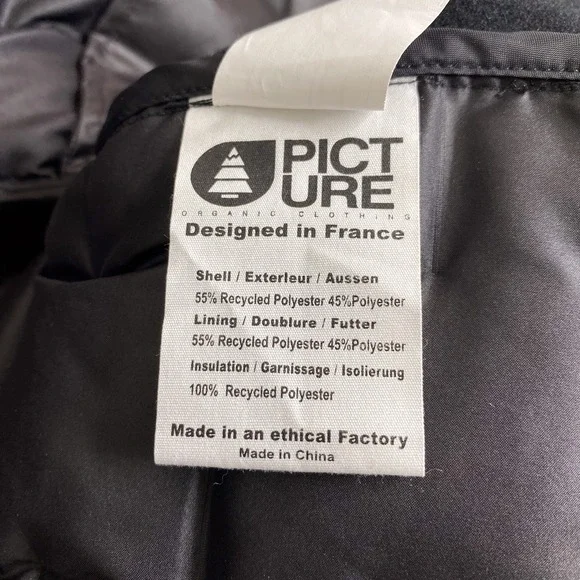 Picture Organic Jacket Mens Size M Black Full Zip Polartec